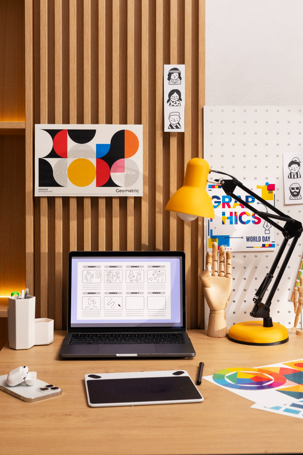 Still life of graphic design studio